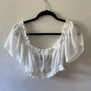 Jagger & Stone White Puff Sleeve Crop Top